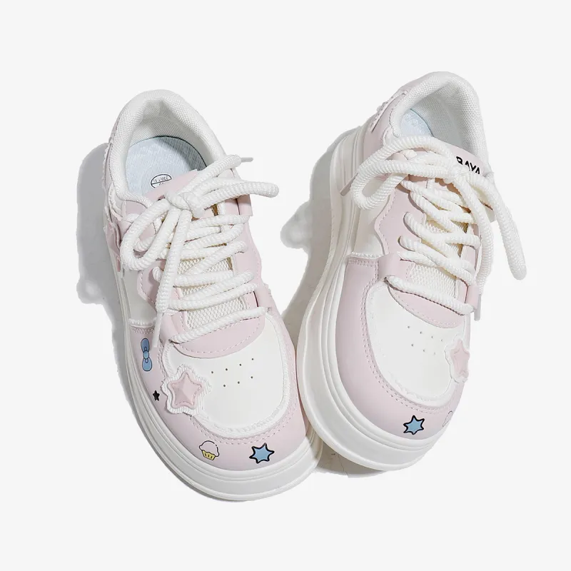 Babaya Skateboard Shoes Women's Low Top Pink/Yellow-4