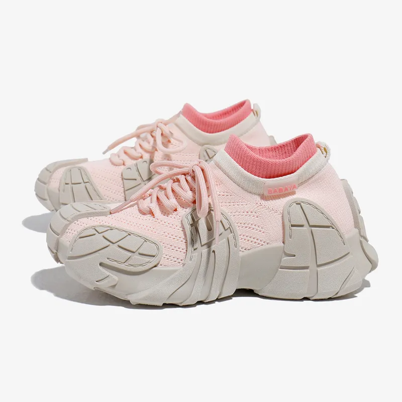 Babaya Chunky Sneakers Women's Low Top Beige/Pink/Yellow/Dragon Fruit/Black-6