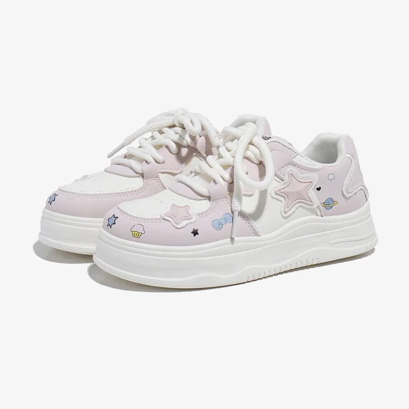 Babaya Skateboard Shoes Women's Low Top Pink/Yellow-1