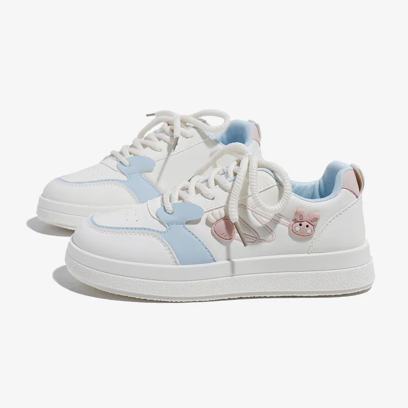 Babaya Skateboard Shoes Women's Low Top White Blue/White Pink-1