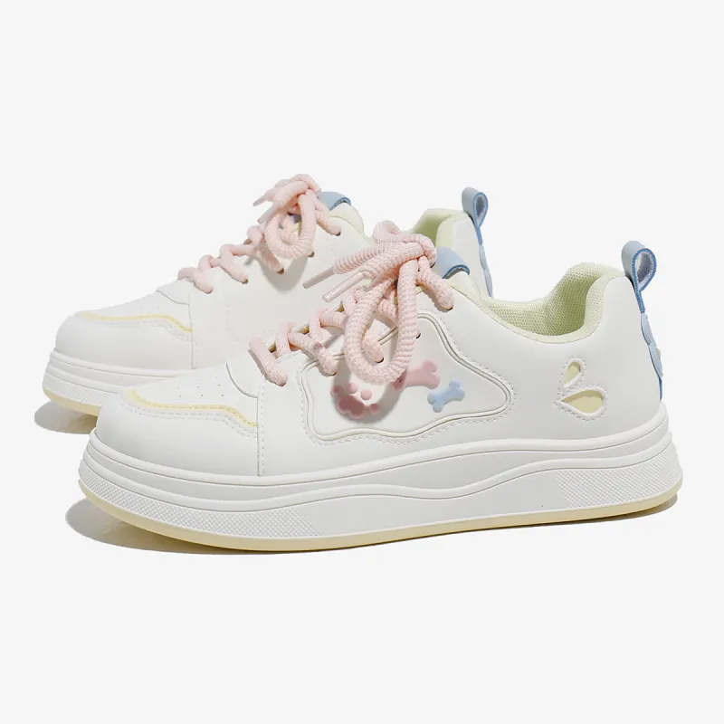 Babaya Skateboard Shoes Women's Low Top Beige Yellow/Beige Blue-1