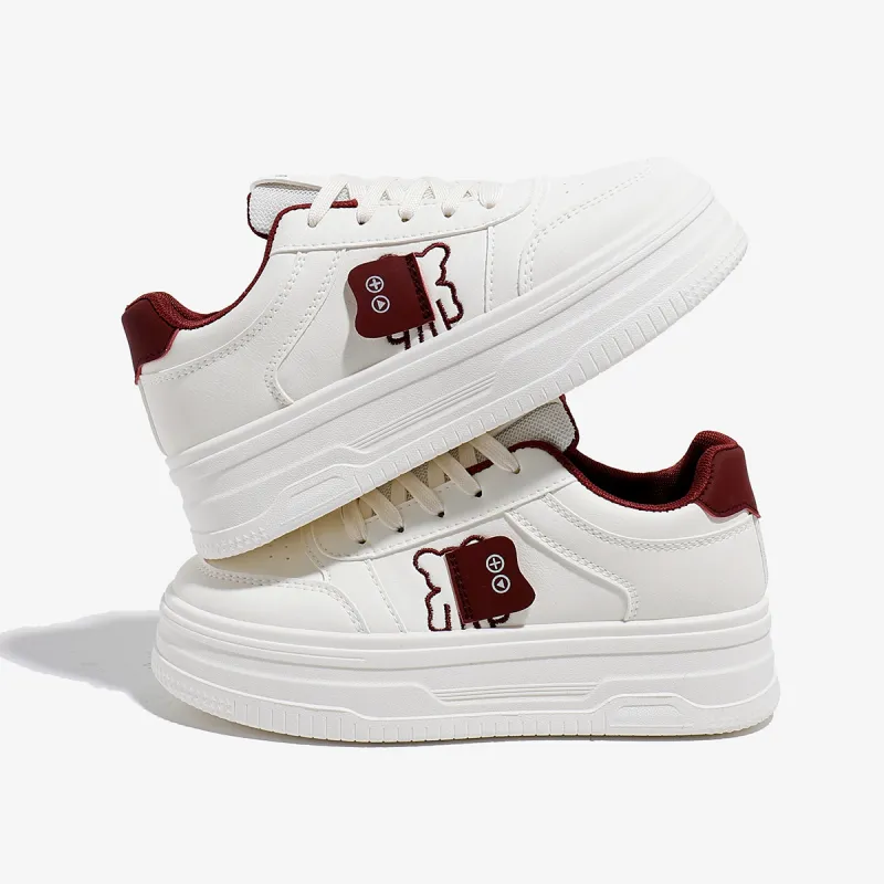 Babaya Skateboard Shoes Women's Low Top Beige Burgundy/Beige-1