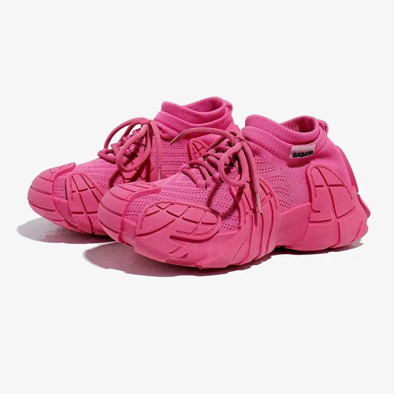 Babaya Chunky Sneakers Women's Low Top Beige/Pink/Yellow/Dragon Fruit/Black-16