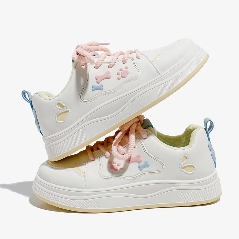 Babaya Skateboard Shoes Women's Low Top Beige Yellow/Beige Blue-2