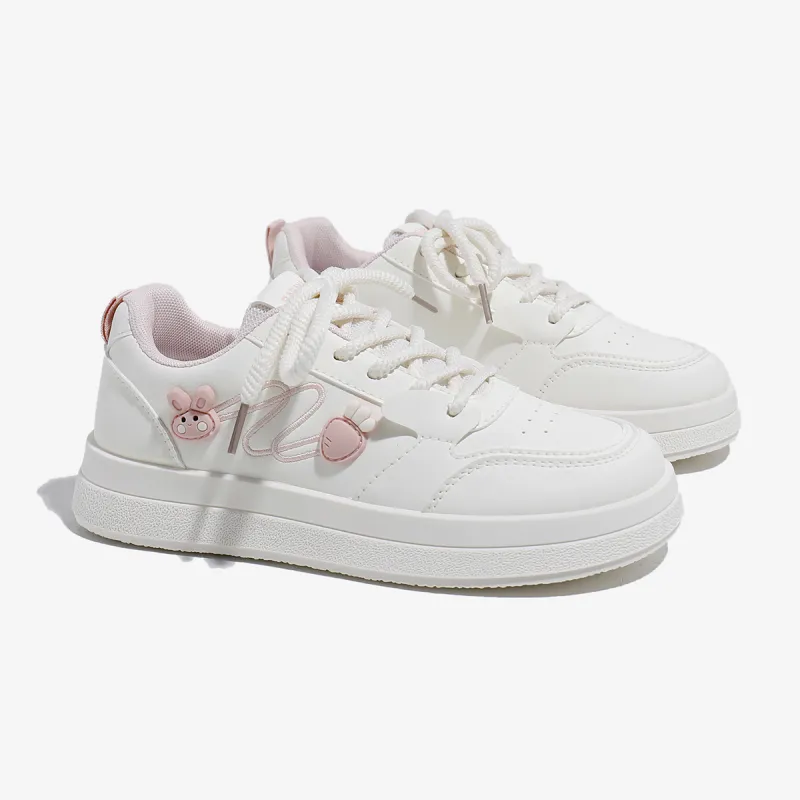 Babaya Skateboard Shoes Women's Low Top White Blue/White Pink-7