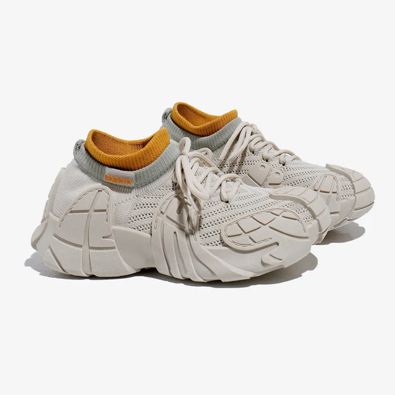 Babaya Chunky Sneakers Women's Low Top Beige/Pink/Yellow/Dragon Fruit/Black-3