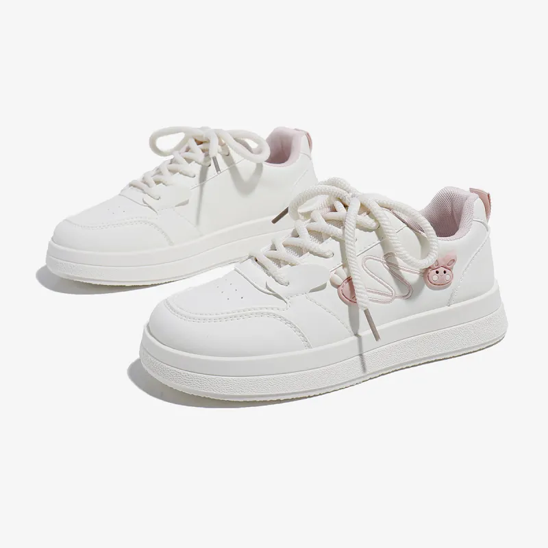 Babaya Skateboard Shoes Women's Low Top White Blue/White Pink-6