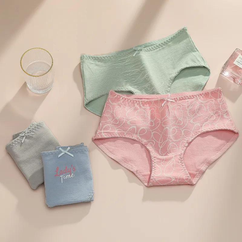 Red Bean Underpants Women's 4 Pack Macaron Combination-2