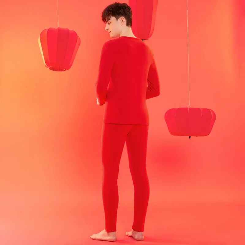 Red bean Men Thermal Sets-1