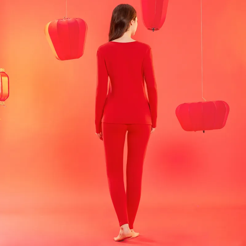 Red Bean Thermal Set Women's Red-2