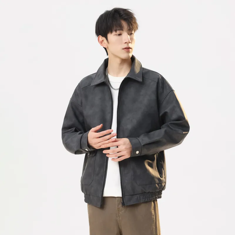 TELENT Leather Jacket Unisex Dark Gray-13