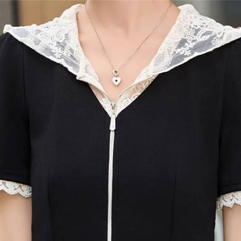 TELENT Short Sleeved Dress Women's Black-5