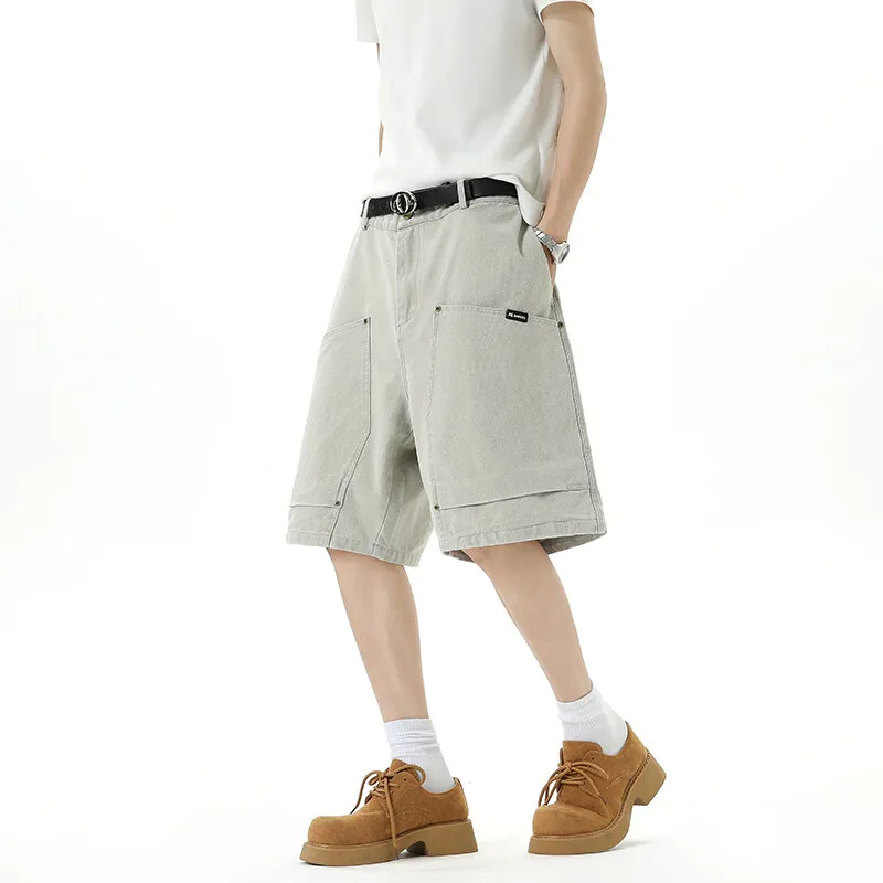 TELENT Denim Shorts Unisex Light Gray-2