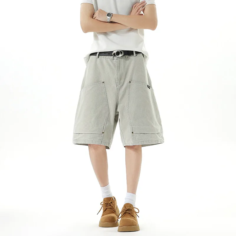 TELENT Denim Shorts Unisex Light Gray-3