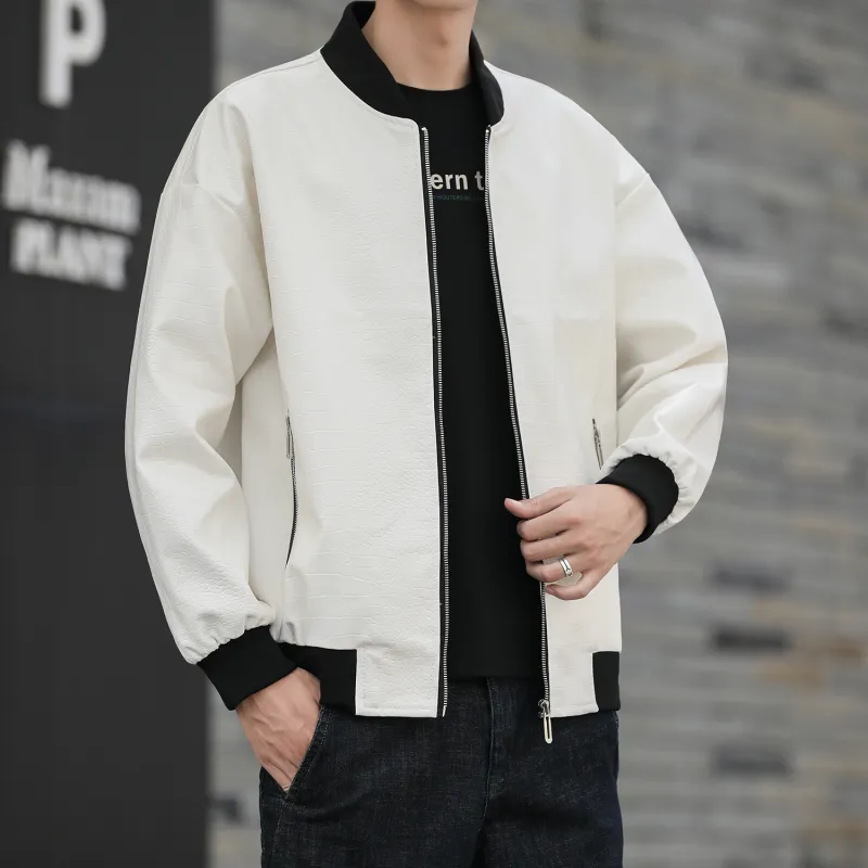 TELENT Leather Jacket Unisex White[Print]-14