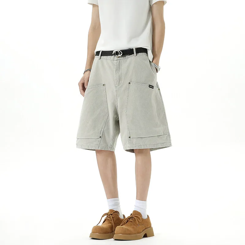 TELENT Denim Shorts Unisex Light Gray-4
