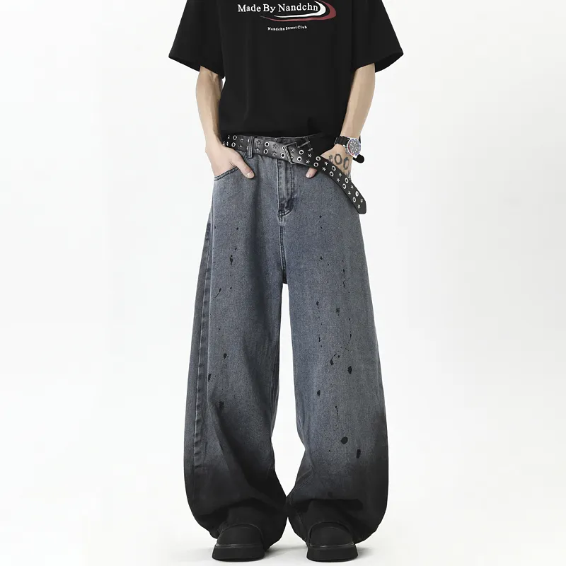 TELENT Jeans Unisex Ink Splatter Blue-4