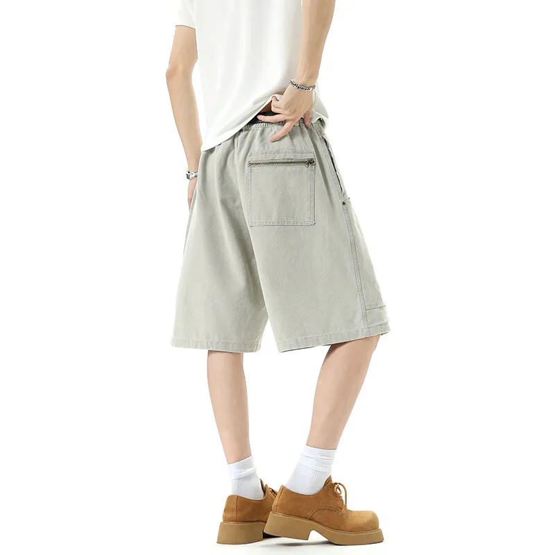 TELENT Denim Shorts Unisex Light Gray-1