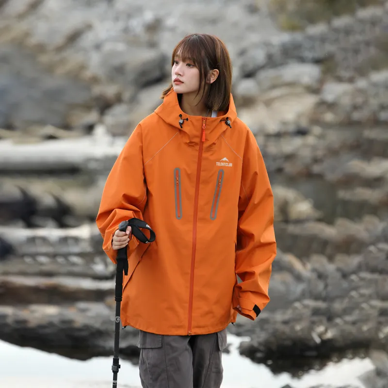 TELENT Waterproof And Windproof Windbreaker Jacket Unisex Ivory White-8