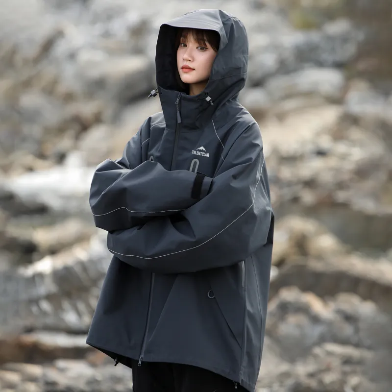 TELENT Waterproof And Windproof Windbreaker Jacket Unisex Ivory White-12