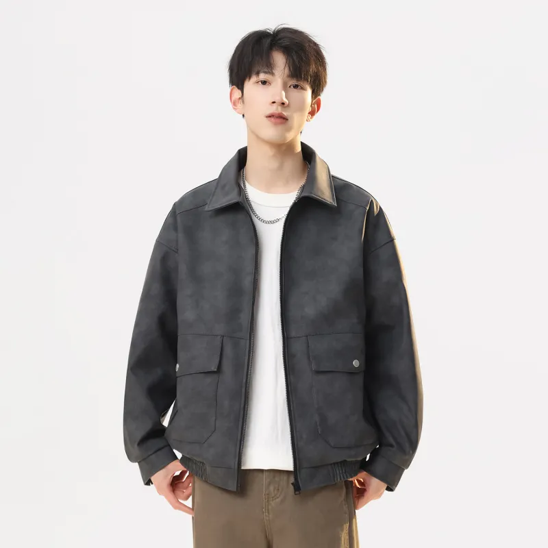 TELENT Leather Jacket Unisex Dark Gray-11