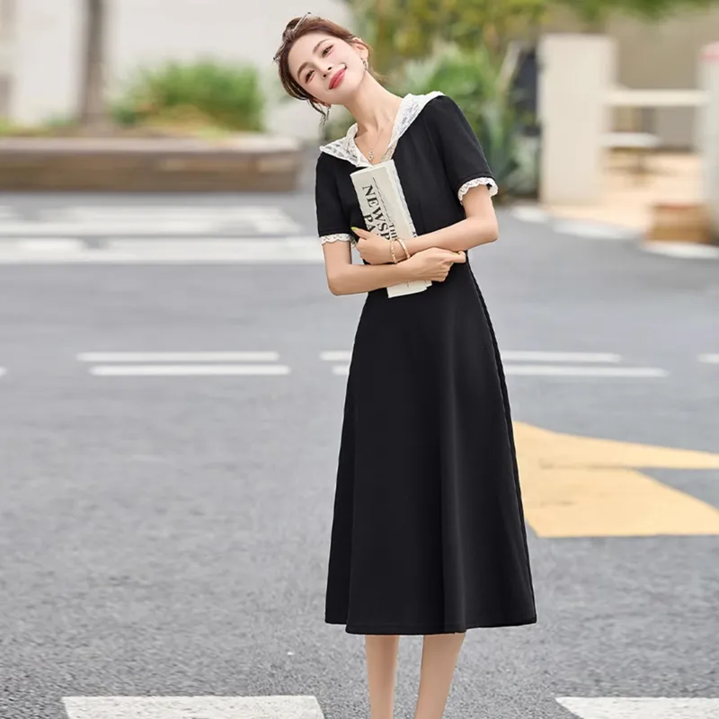 TELENT Short Sleeved Dress Women's Black-2