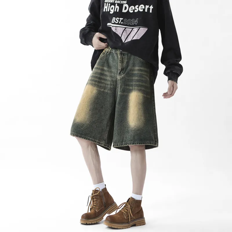 TELENT Denim Shorts Unisex Washed Color-4