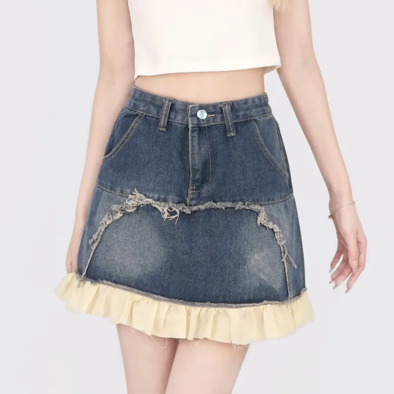 TELENT Denim Short Skirts Women's Dark Blue-7