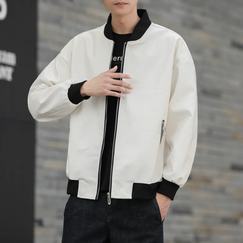 TELENT Leather Jacket Unisex White[Print]-13