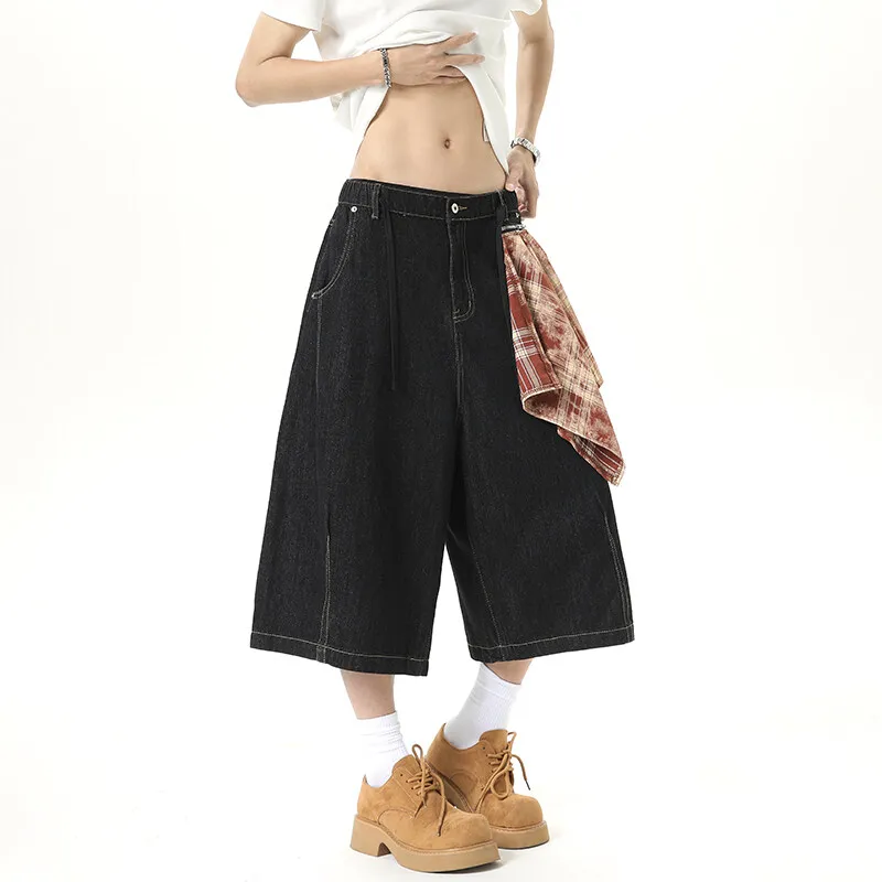 TELENT Denim Shorts Unisex Black-4