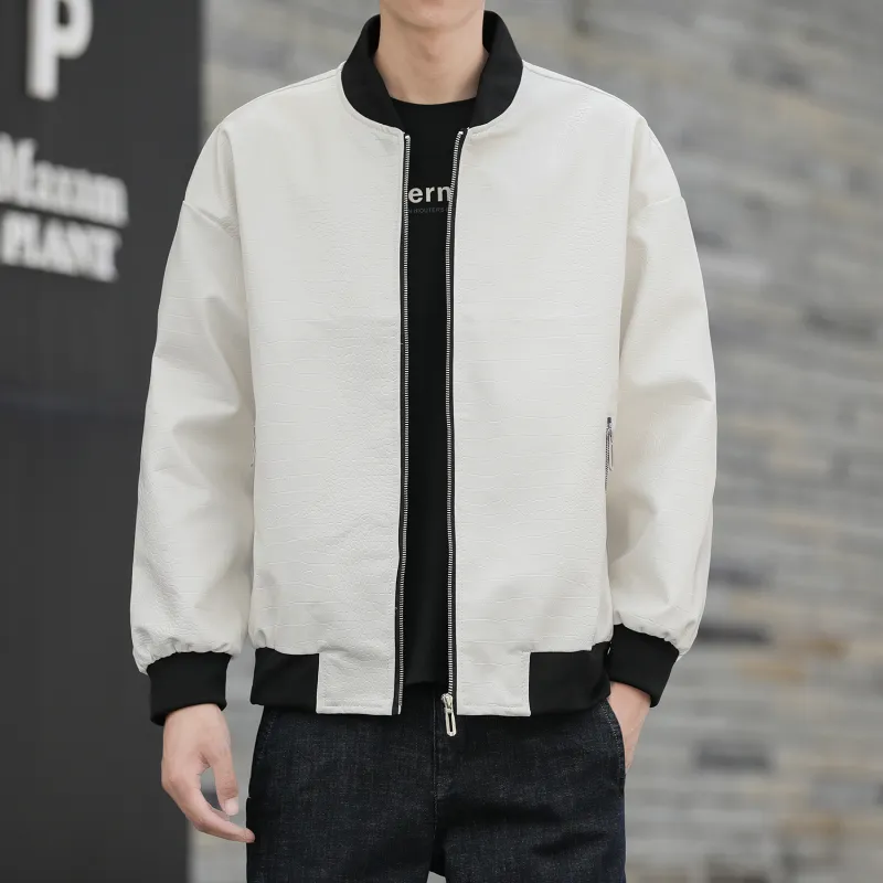 TELENT Leather Jacket Unisex White[Print]-11