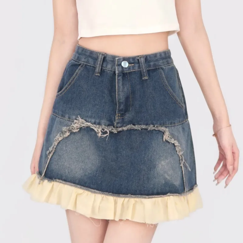TELENT Denim Short Skirts Women's Dark Blue-5