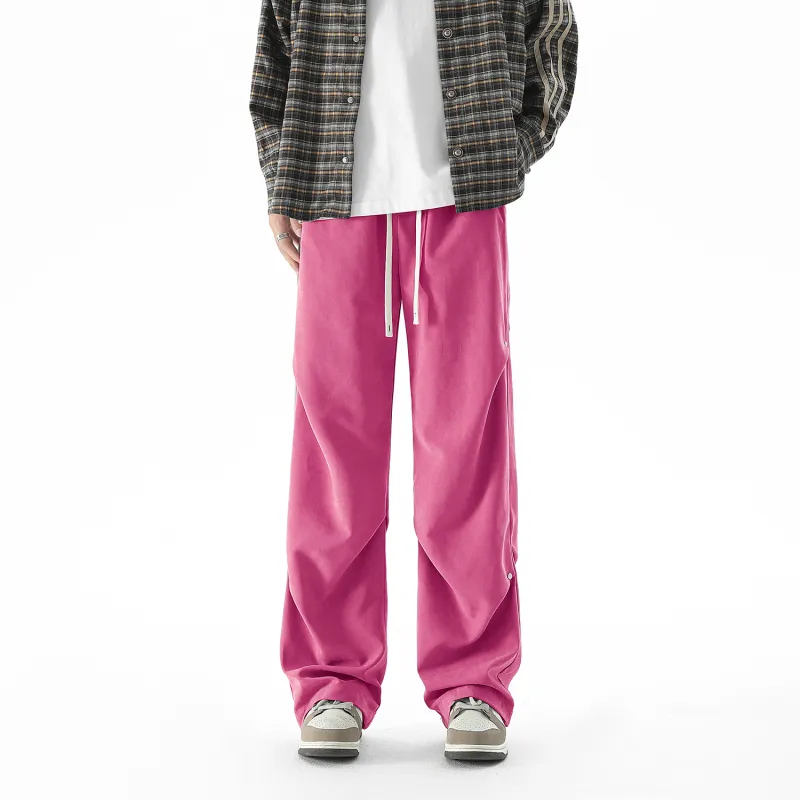 TELENT Casual Pants Unisex Rose Red-16