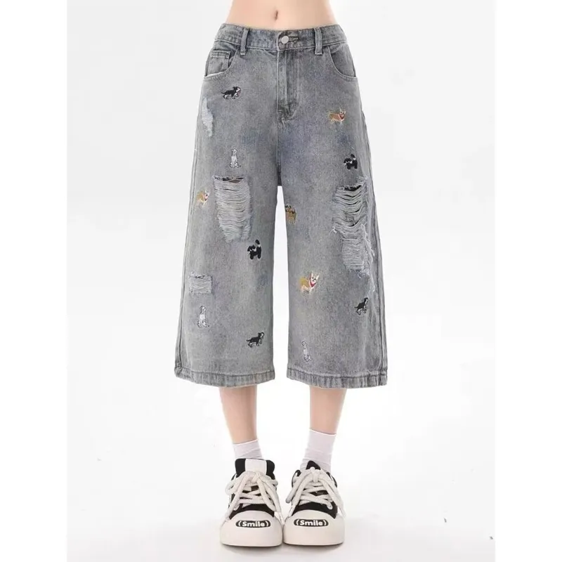 TELENT Denim Shorts Unisex Gray-1