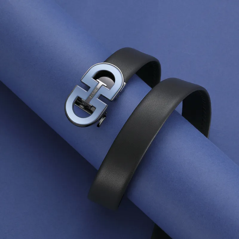 FORTEI Top Grain Cow Leather, Cow Leather Belts Men's Blue 3.5cm-5