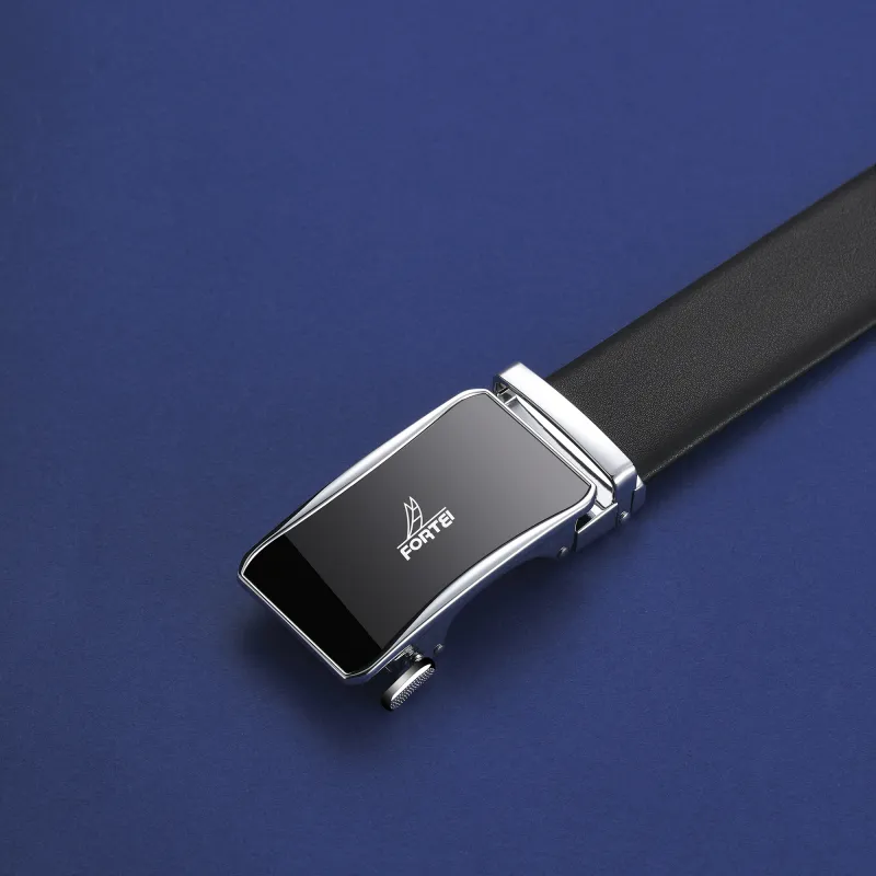 FORTEI Cow Leather Belts Men's Silver 3.5cm-3