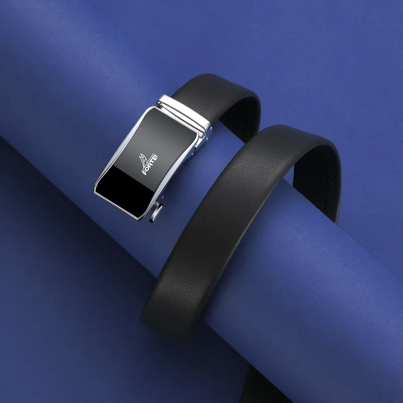 FORTEI Cow Leather Belts Men's Silver 3.5cm-4