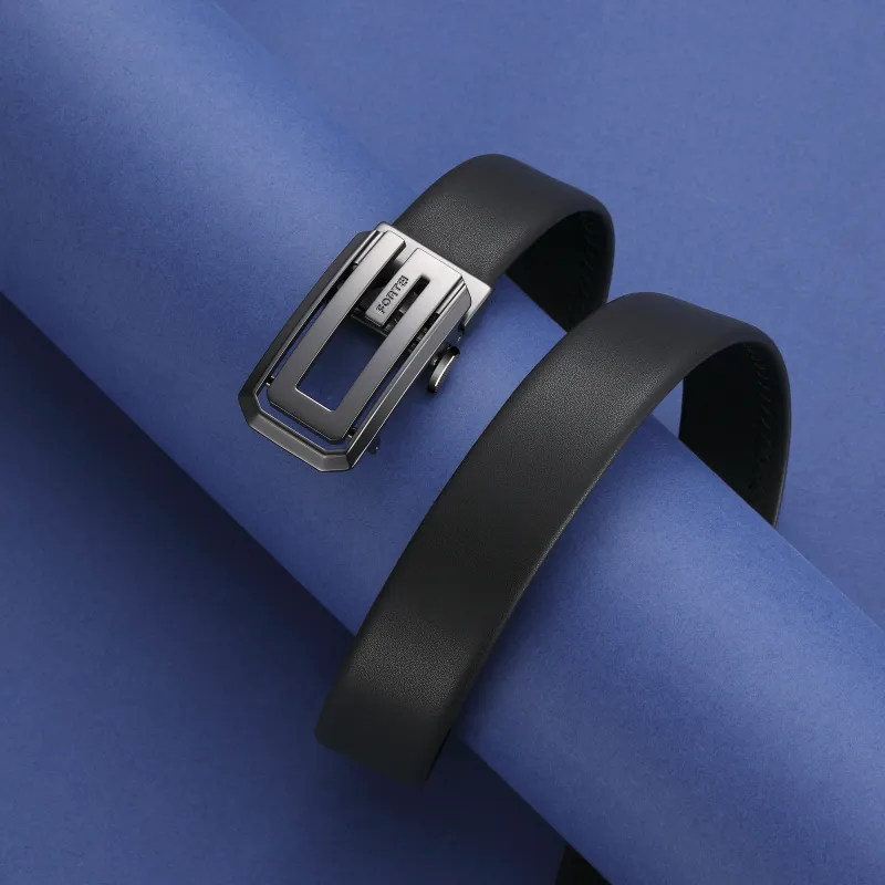 FORTEI Cow Leather Belts Men's Matte Black 3.5cm-4