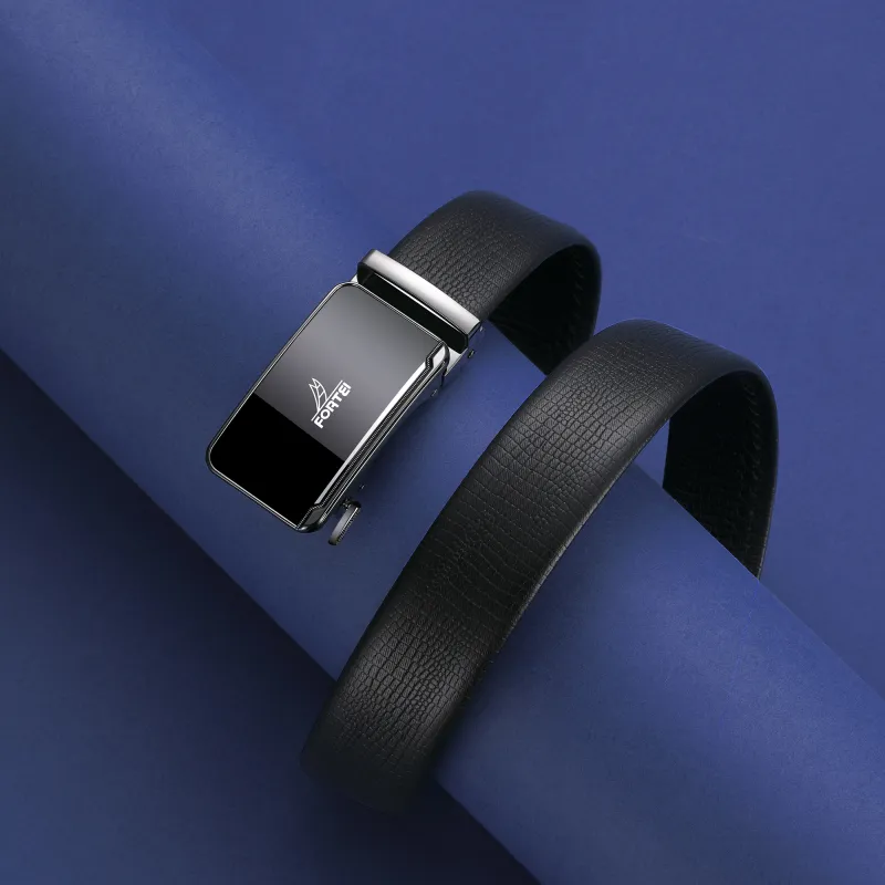 FORTEI Top Grain Cow Leather Belts Men's Black Width 3.5cm Gift Box Set-5