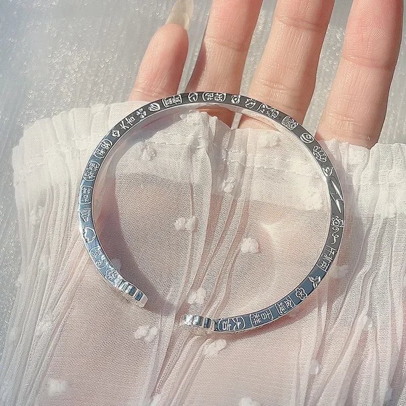 YUOFFICIAL 999 Fine Silver Bangles Unisex-2