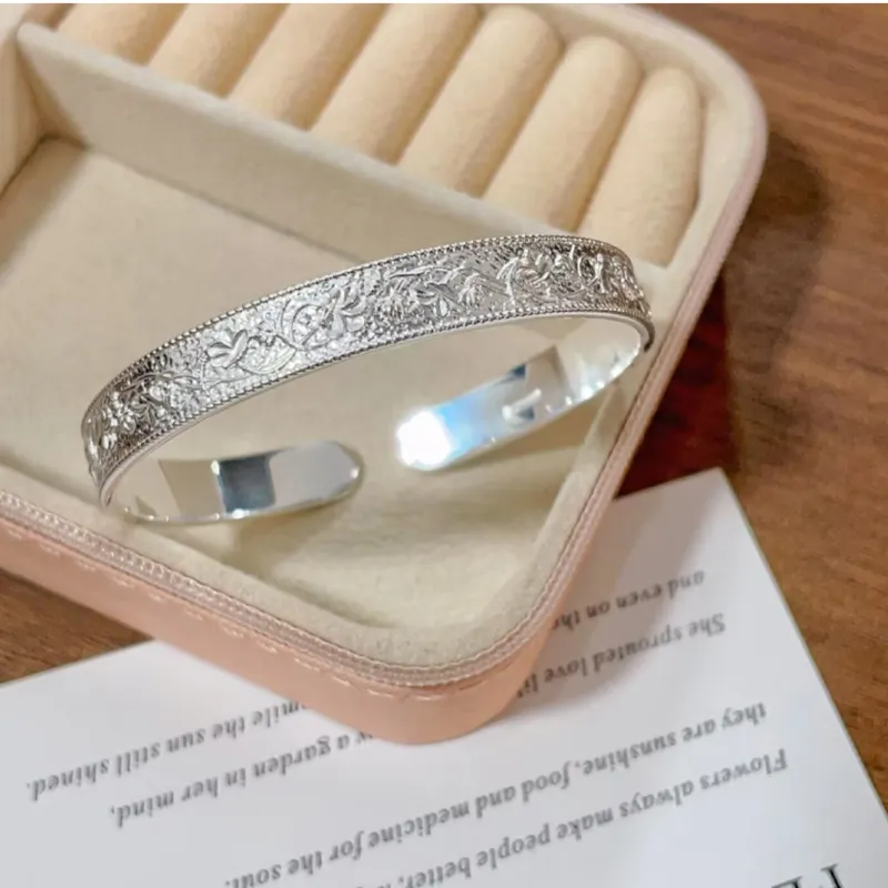 YUOFFICIAL 999 Fine Silver Bangles Women's-1