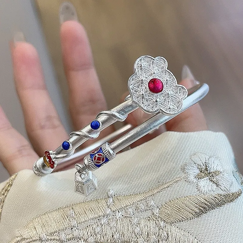 YUOFFICIAL S999 Fine Silver Bangles Women's-4