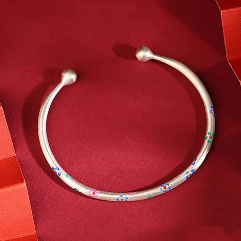 YUOFFICIAL 999 Fine Silver Bangles Women's-4