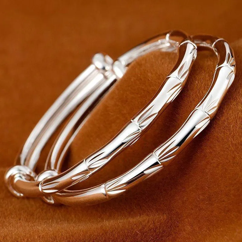 YUOFFICIAL 990 Foot Silver Bangles Kids'-1