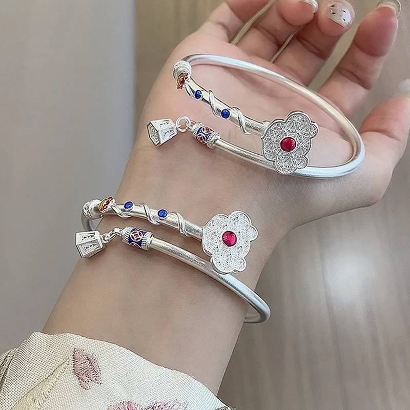 YUOFFICIAL S999 Fine Silver Bangles Women's-3