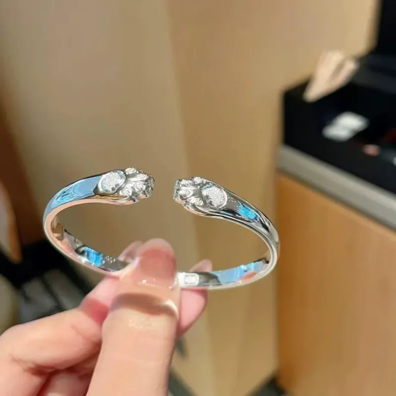 YUOFFICIAL S 999 Fine Silver Bangles Women's-4