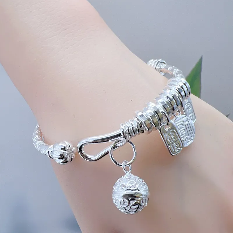 YUOFFICIAL 999 Fine Silver Bangles Unisex-3