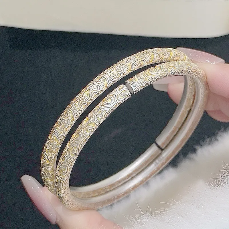 YUOFFICIAL 999 Fine Silver Bangles Unisex-1