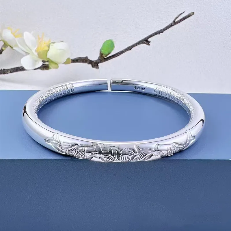 YUOFFICIAL 999 Fine Silver Bangles Unisex-1