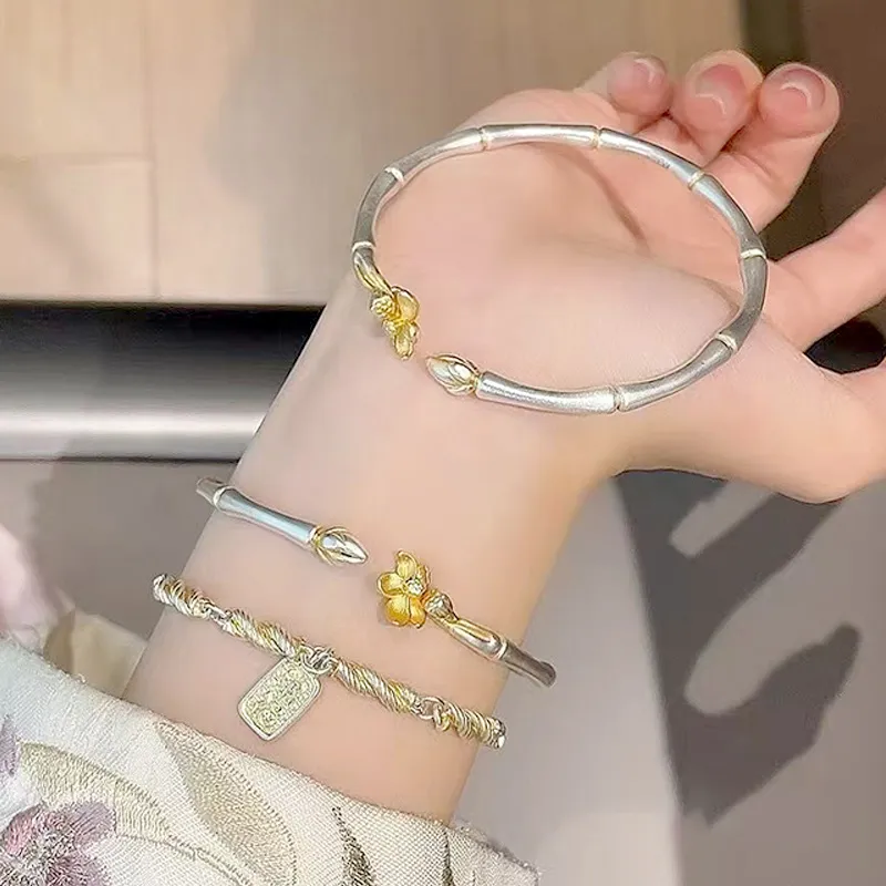YUOFFICIAL 999 Fine Silver Bangles Unisex-4